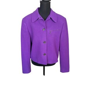 Casual Corner Vintage Purple Wool Cashmere Blend Button Front Jacket Blazer Sz 6